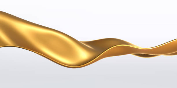 istock 3d gold liquid wave, golden fluid silk ribbon isolated on light background. Render of luxury cloth or curtain with wavy folds and shiny gradient effect flying in motion. 3d vector motion background 2180763811