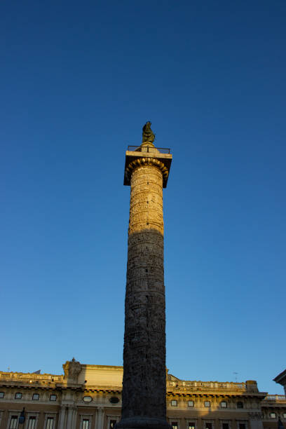 Trajan`s Column, Colonna Traiana, in Rome, Italy. Commemorates Roman emperor Trajan`s victory in the Dacian Wars