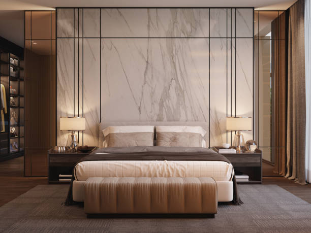 istock Luxury bedroom in modern style with marble.3d rendering 2180767153