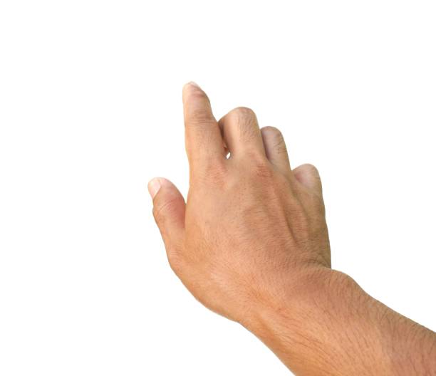 istock Men's hands making gestures like  I'm pointing at something.  or touch the phone screen  Isolated on white background. 2180769753