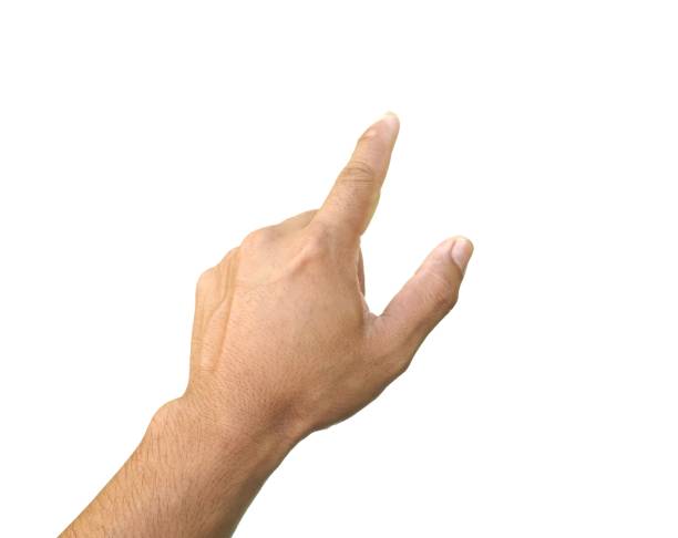 istock Men's hands making gestures like  I'm pointing at something.  or touch the phone screen  Isolated on white background. 2180769761