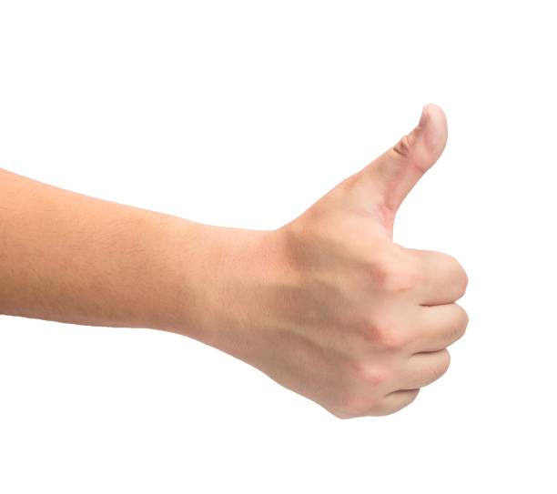 Thumbs up hand sign isolated on white background
