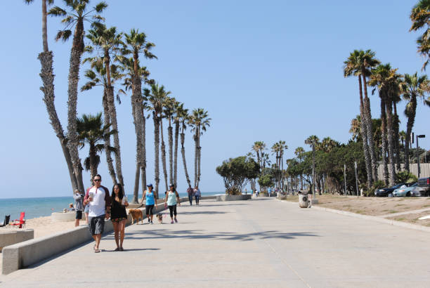 Ventura, California, USA. September, 2016: People walking along Ventura Boardwalk near the beach