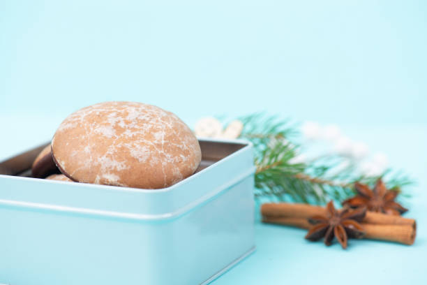 Nuremberg Elisen gingerbread with star anise and cinnamon, traditional german sweets for christmas holiday called Lebkuchen