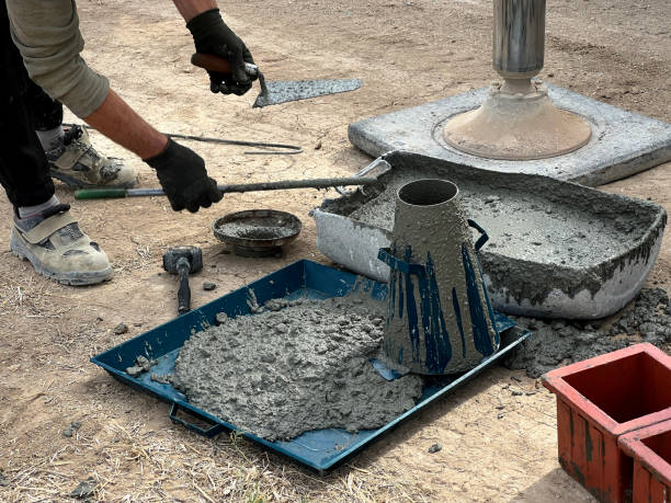 istock Concrete production, concrete quality sample purchase, slump experiment 2180790919