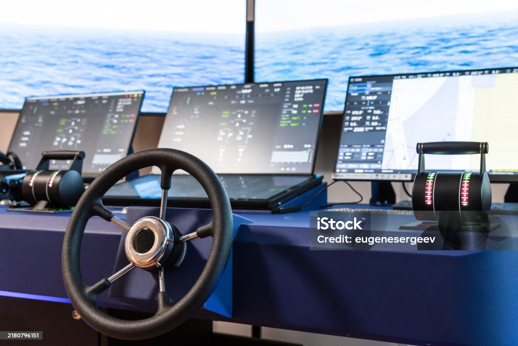 Nav Control Panel Marine Navigation Simulation System Blue Ship Control Panel Stock Photo ...