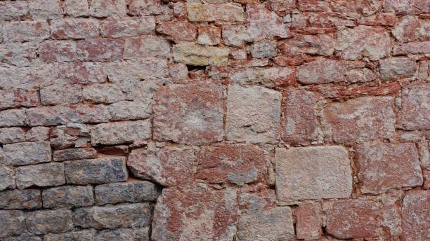 istock Weathered Brick Wall With Textured Masonry in Warm Earthy Tones and Colors 2180796349