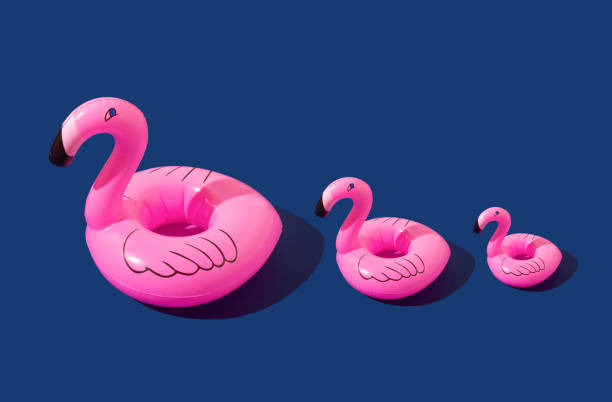 istock Flamingo family on a dark blue background. 2180798812