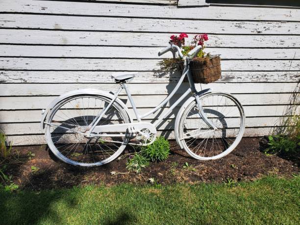 istock Vintage bicycle leaning against an old building 2180801976