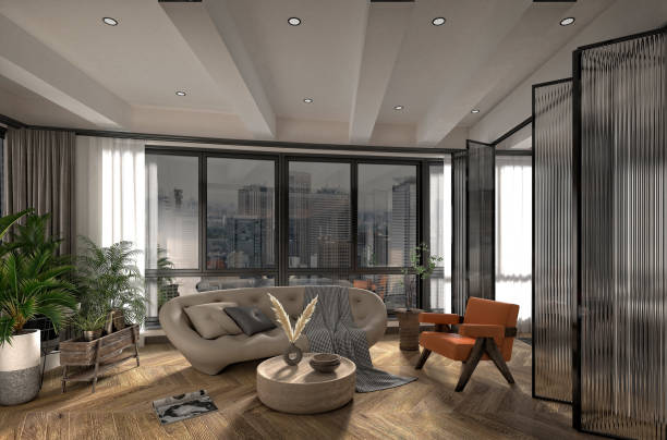 istock 3d render of living room and dining space 2180803356