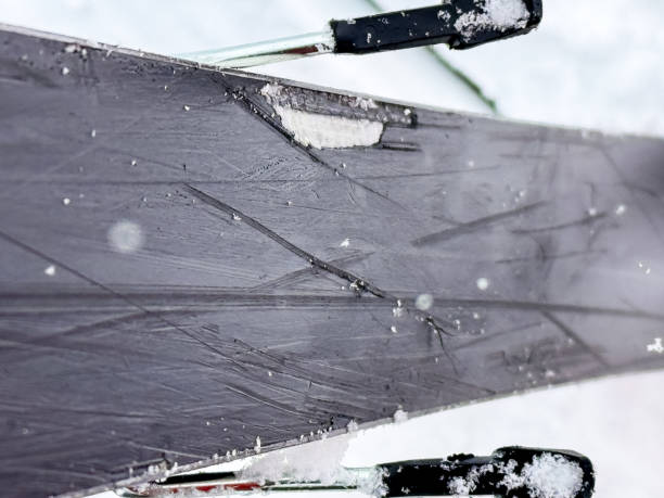 istock Damaged surface of skis after accidentally hitting slope with rocks 2180809030