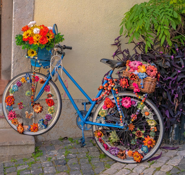 Colorful Bicycle Outside Cafe in Lisbon