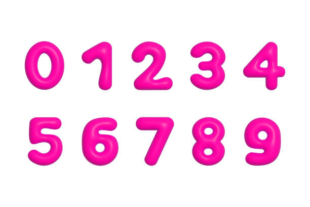 istock Pink 3d plastic inflated balloon Y2K style numbers isolated on white background 2180814512