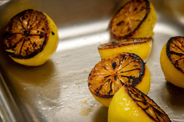 Pan of grilled lemons