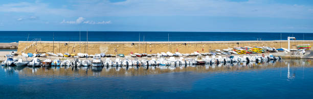 Panoramic view of a marina in Gallipoli, Italy