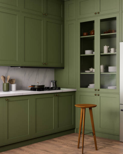 istock A stylish green kitchen featuring modern design elements that are both aesthetic and functional 2180822125