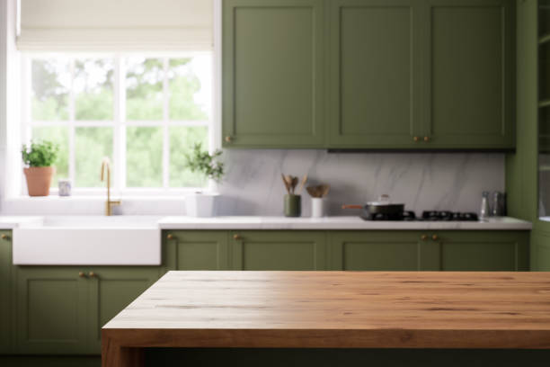istock A modern green kitchen with a beautiful wooden countertop that is both stylish and functional 2180822128