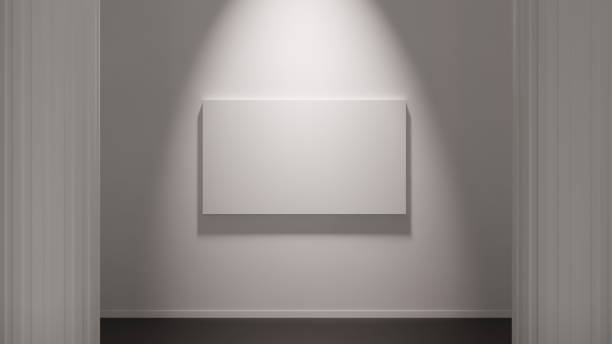 Blank canvas in a minimalist gallery with classic columns. The image represents an empty space ready to be filled by creativity.