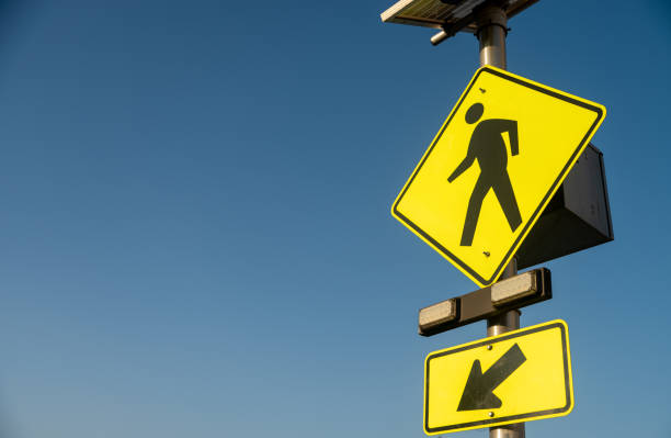 Close up of walking sign