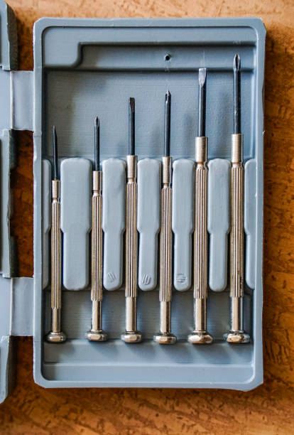 Object photo of an assortment of fine mechanic screwdrivers without people
