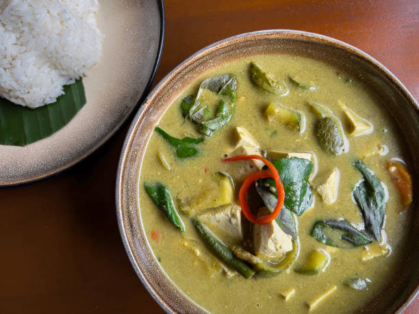 Vegan Thai Green Tofu Vegetable Curry and Rice