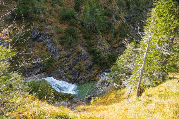 Waterfall in rocky Landscape bavarian Alps Germany