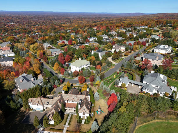 istock Mansions within a wealthy suburb in autumn 2180844774