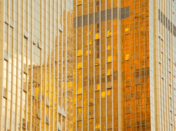 Golden Glass Windows Insulation Modern Building Facade