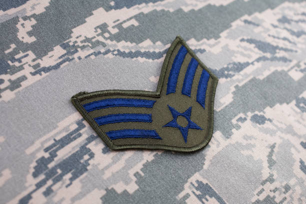 istock US AIR FORCE Senior Airman rank patch on digital tiger-stripe pattern Airman Battle Uniform 2180859699