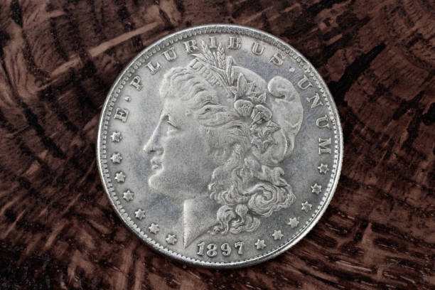 istock Old USA 1897 year US silver dollar coin 2180859860