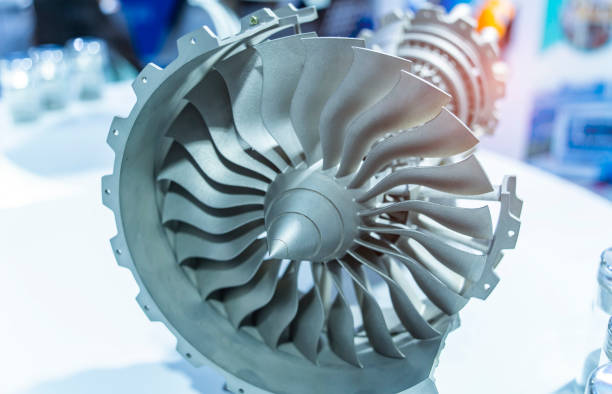 istock Aircraft turbine wheel printed on metal 3d printer. A model created in a laser sintering machine. Concept of 4.0 industrial revolution. Progressive modern additive technology. 2180863215