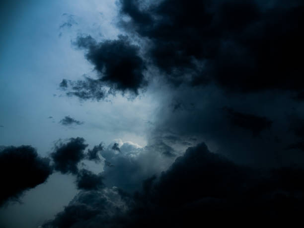 istock Cloud storm sky dark halloween background rain lightning thunder stoumy typhoon Nature light scene rainy atmosphere damage effect carbon dioxide dust air pollution 2.5 Pm, texture nature windstorm. 2180871775