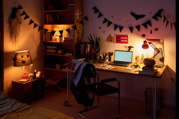 istock Part of domestic room with workplace 2180893435