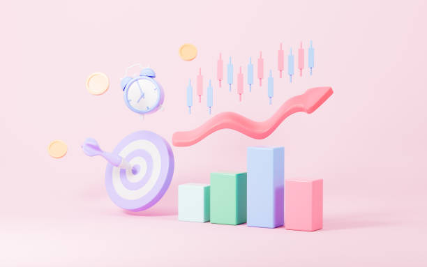 istock Bar graph, growth arrow and Stock chart , business development concept, financial growth, 3d rendering. 2180896192