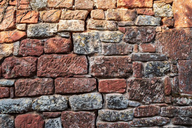 Texture of a red brick wall typical of the town of Collonges la Rouge in the Limousin region of France