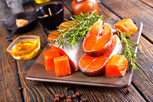 istock Salmon, fresh salmon fillet on plate 2180908362