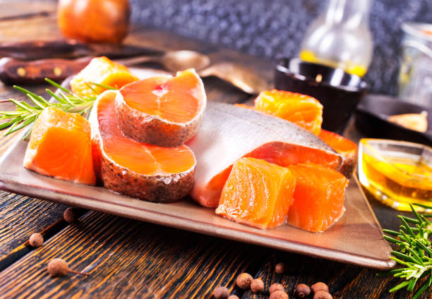 istock Salmon, fresh salmon fillet on plate 2180908371