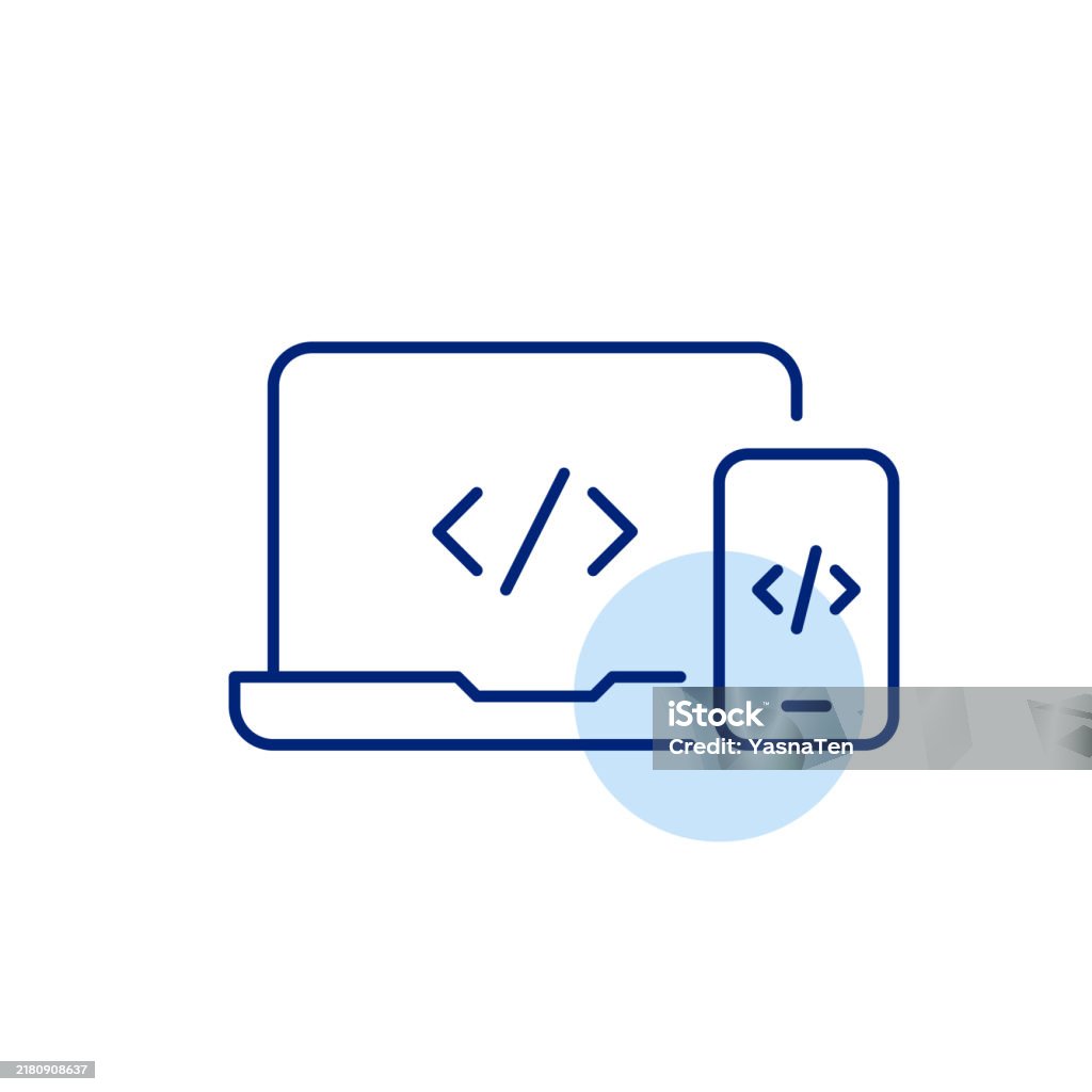 Html Symbols On Smartphone And Laptop Responsive Web Development ...