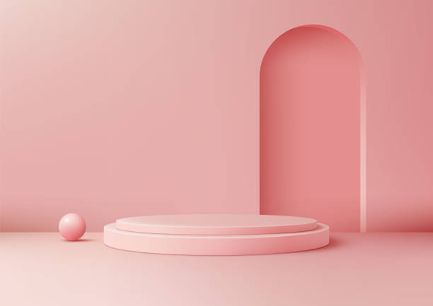 istock Pink 3D Minimalist Scene with Circular Podium and Sphere for Product Display and Modern Showcase in a Soft Pastel Interior 2180912506