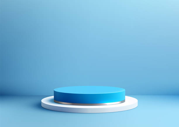 istock 3D Blue Circular Podium on White Base for Product Display and Modern Mockup in a Minimal Light Blue Scene 2180912511