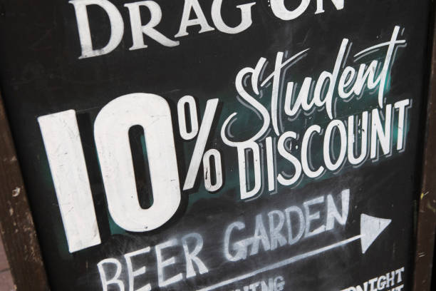 istock Student discount notice written on a chalkboard 2180916168