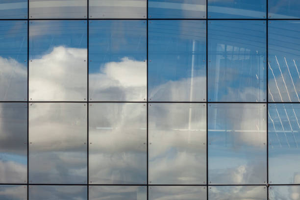 istock Background image - facade of a modern building made of mirror panels 2180926086