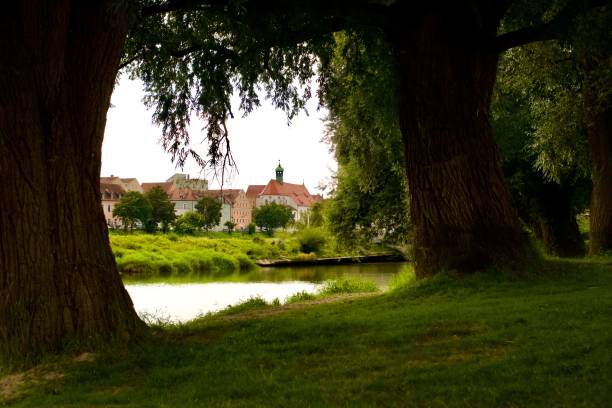 istock Historic European town by a river. 2180931245