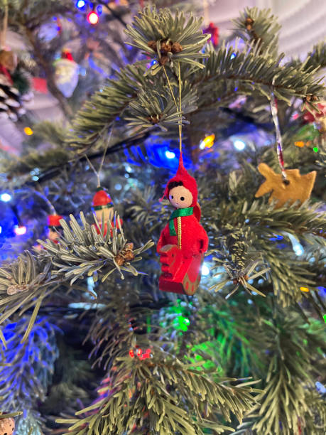 istock Christmas tree decorated with toys and lights 2180932365
