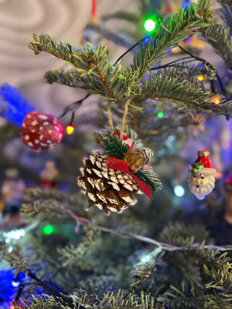 istock Christmas tree decorated with toys and lights 2180932432