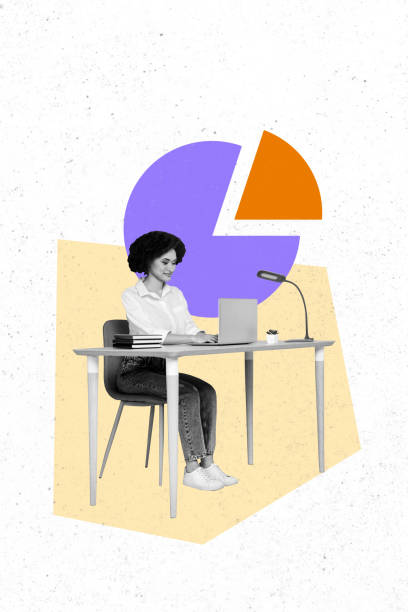 istock Vertical poster collage young woman office worker laptop digital device infographic statistics project management business startup 2180937937