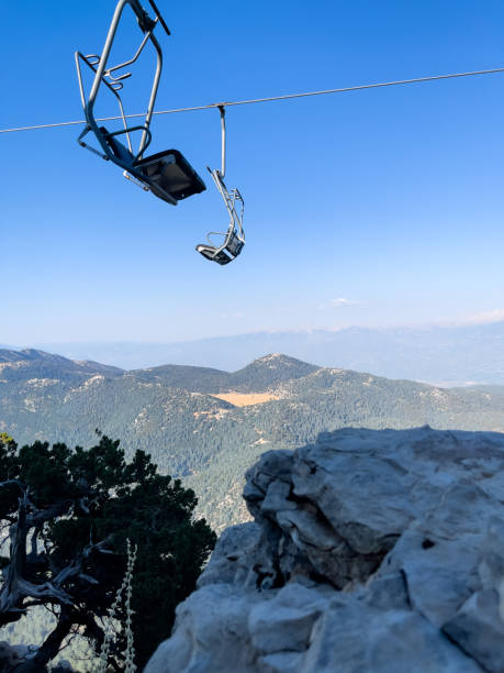 istock Scenic Mountain View with Empty Chairlift under Clear Blue Sky 2180944476