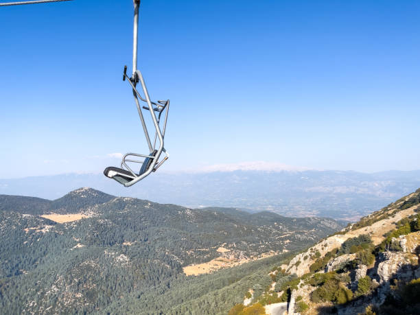 istock Scenic Mountain View with Empty Chairlift under Clear Blue Sky 2180944479