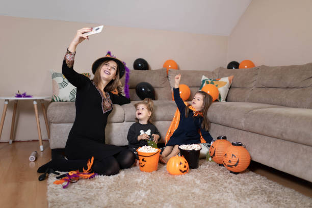 istock Family Halloween Selfie. 2180945919