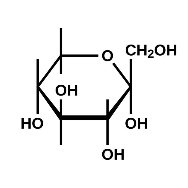 Alpha-sorbopyranose structural formula Alpha-sorbopyranose structural formula, pyranose form of sorbose, vector illustration glycogen support stock illustrations